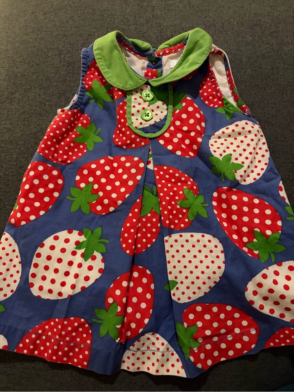 Mini Boden Strawberry Print Dress with Peter Pan Collar